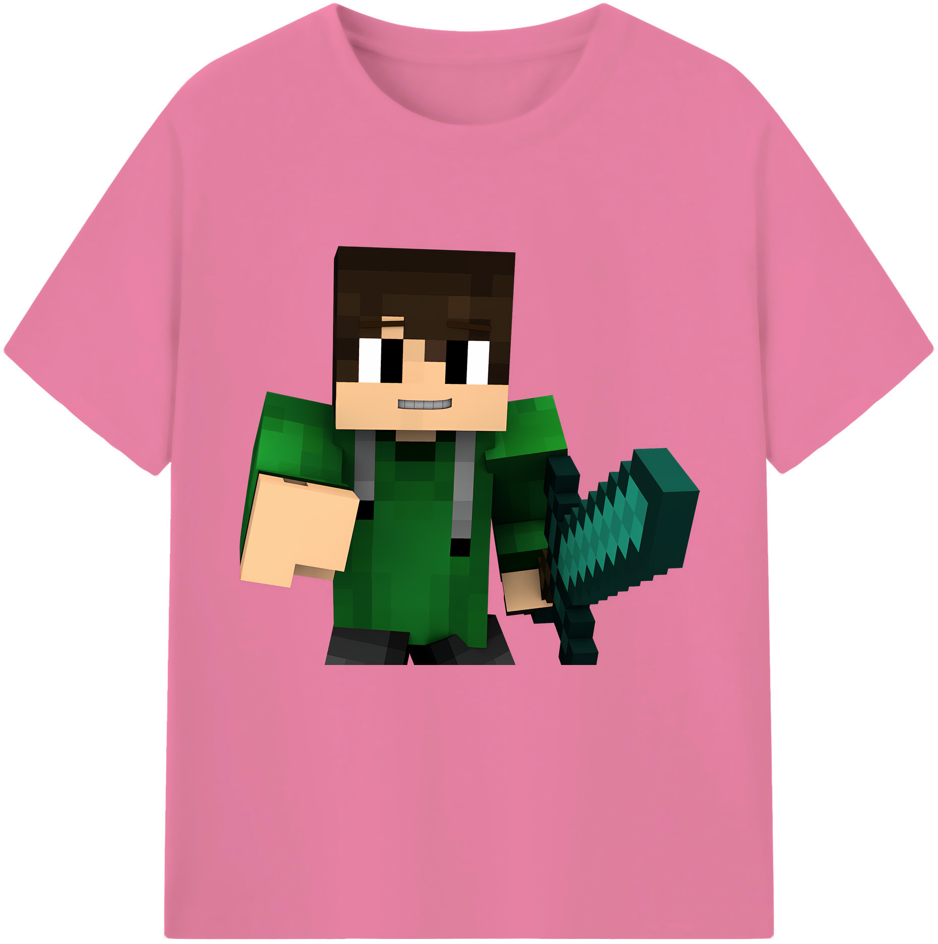 （画像用） マインクラフト ブロックの世界 Minecraft MC Block world 綿100％半袖Tシャツ（フロントプリント）
